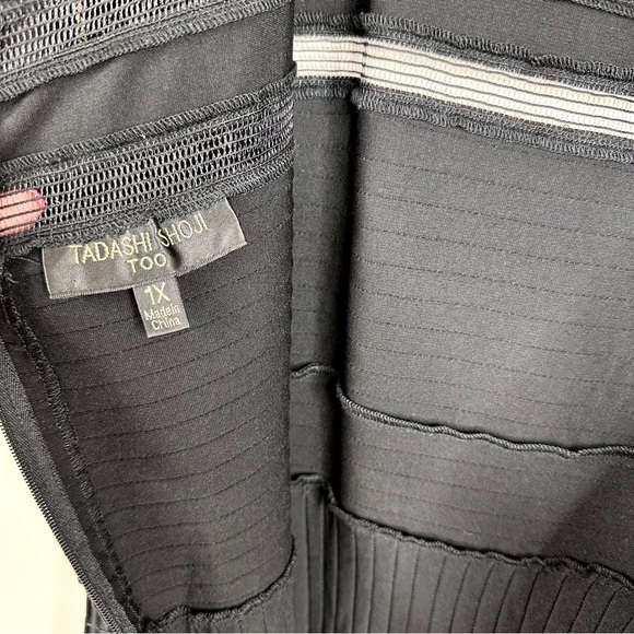 Tadashi Shoji Too Cutout Stretch Jersey Mesh Cocktail Dress 1X Black Fit & Flare - Picture 11 of 16